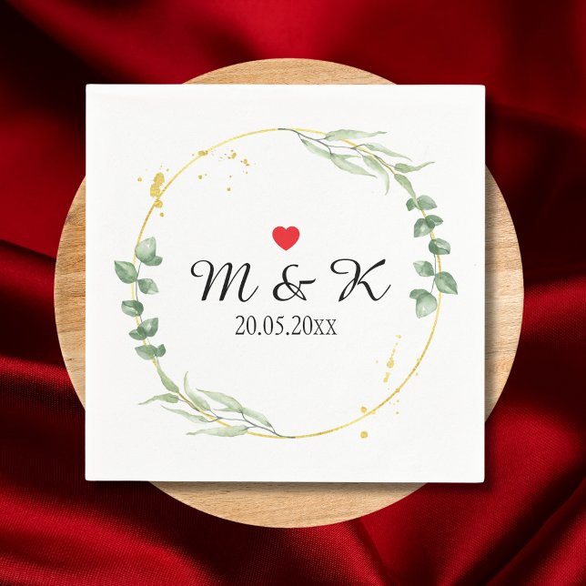 Watercolor Greenery Wedding  Napkins (Watercolor Greenery Wedding Napkins)