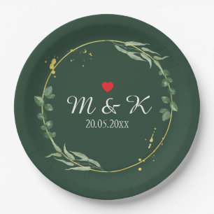 Watercolor Greenery Wedding  Paper Plates