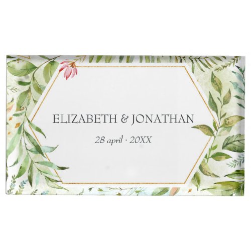Watercolor Greenery Wedding Place Card Holder