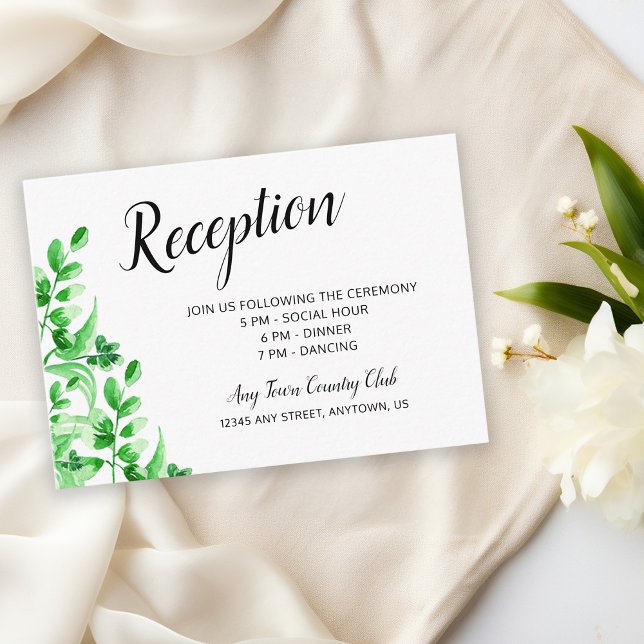 Watercolor Greenery Wedding Reception Enclosure Card (Creator Uploaded)