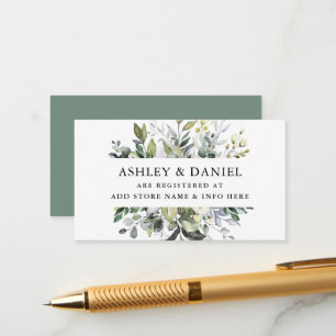 Watercolor Greenery Wedding Registry Sage Green Enclosure Card