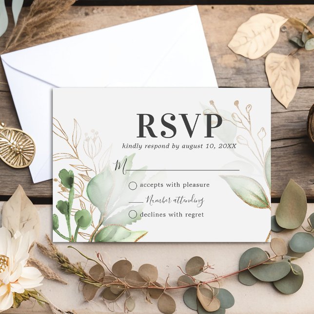 Watercolor Greenery Wedding RSVP Card (Creator Uploaded)