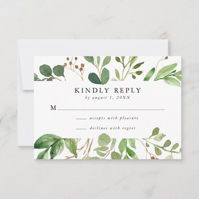 Watercolor Greenery | Wedding RSVP Card (Front)