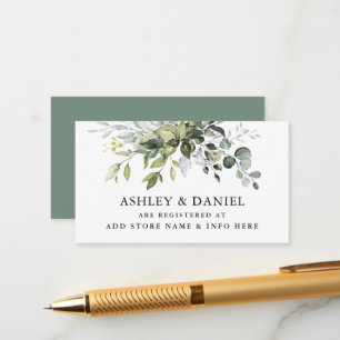 Watercolor Greenery Wedding Sage Green Registry Enclosure Card