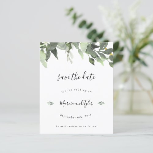 Watercolor Greenery Wedding Save The Date Cards