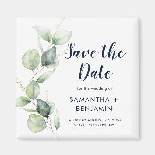 Watercolor Greenery Wedding Save the Date Magnet