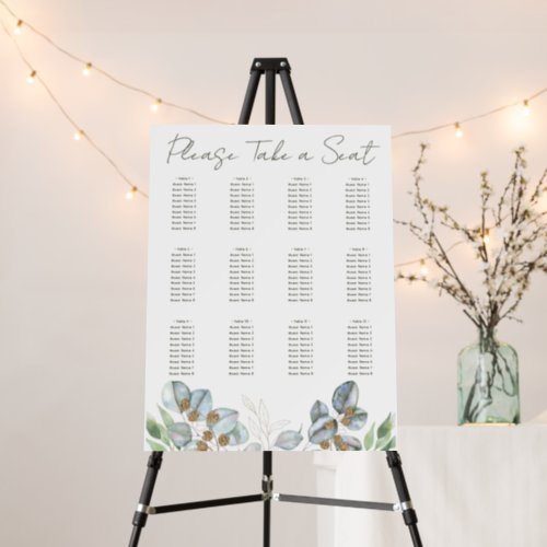 Watercolor Greenery Wedding Seating Chart Foam Boa Foam Board