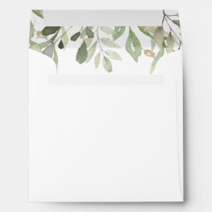 Watercolor Greenery Wedding Square Envelope