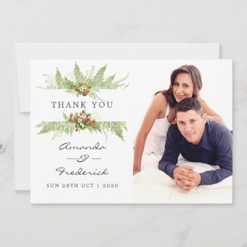 Watercolor Greenery Wedding Thank You