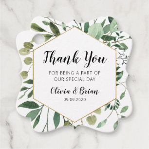 Watercolor Greenery Wedding Thank You Favor Tag