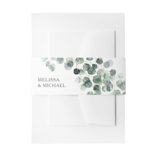 Watercolor Greenery Wedding Thank You Invitation Belly Band