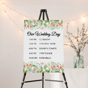 Watercolor Greenery Wedding Timeline Sign