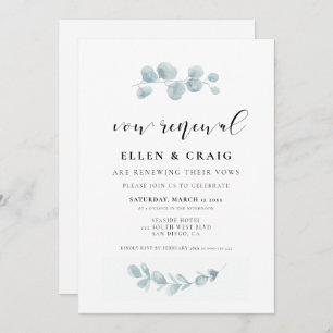 Watercolor greenery Wedding Vow renewal Invitation