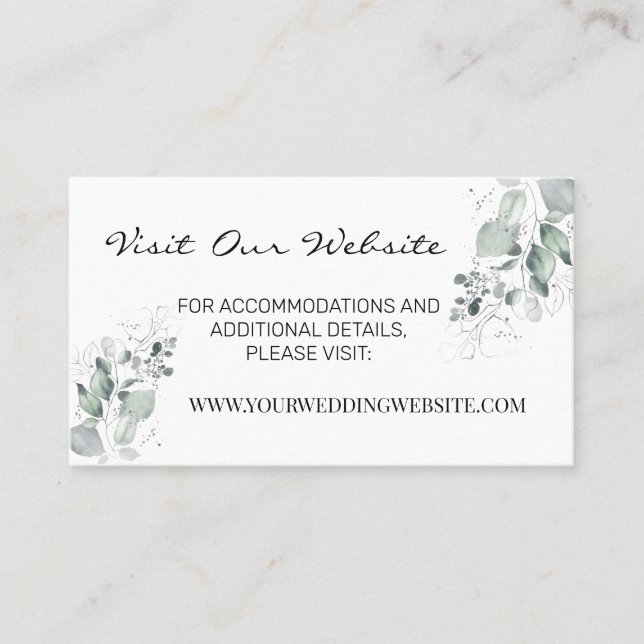 Watercolor greenery wedding website Insert card (Front)