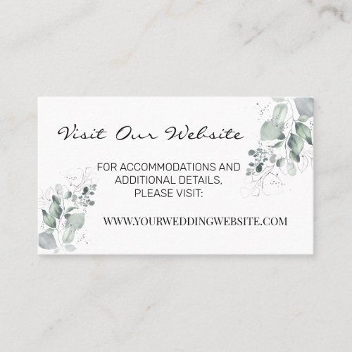 Watercolor greenery wedding website Insert card