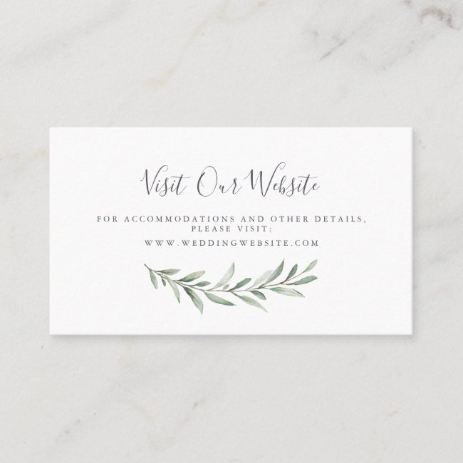 Watercolor greenery wedding website Insert card