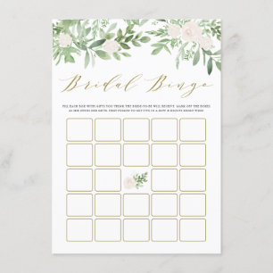 Watercolor Greenery White Flowers Bridal Bingo Enclosure Card
