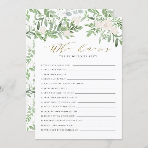 Watercolor Greenery Who Knows The Bride Best Card