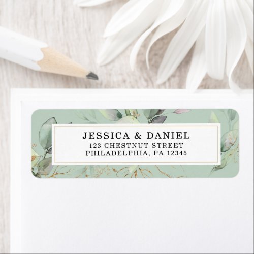 Watercolor Greenery with Sage and Gold Return  Lab Label