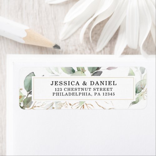 Watercolor Greenery with Sage and Gold Return  Label
