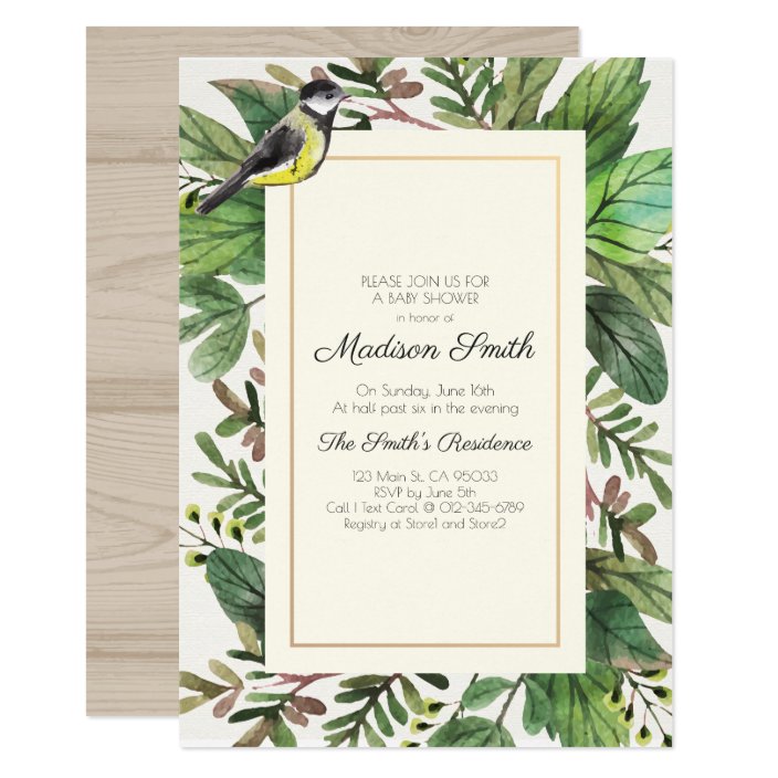 woodsy baby shower invitations