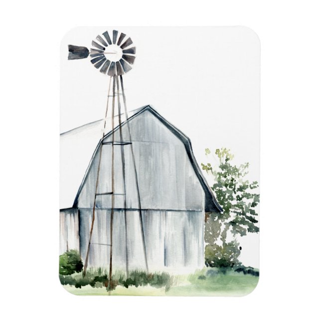 Watercolor Grey Barn Magnet (Vertical)