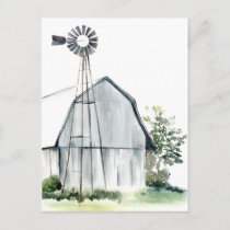 Watercolor Grey Barn Postcard