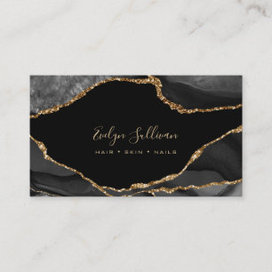 watercolor grey black agate business card