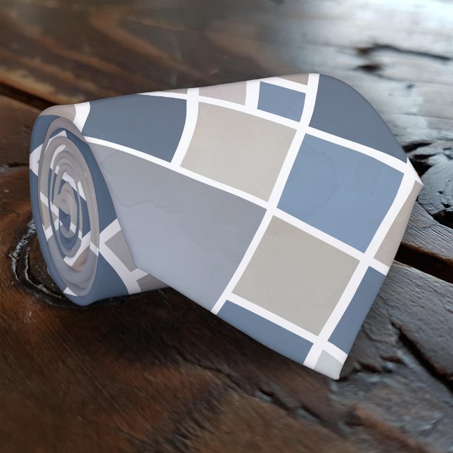 Watercolor Grey Blue Elegant Checkered Tie (Creator Uploaded)