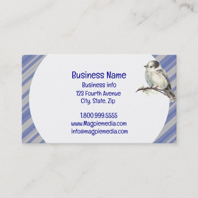 Watercolor Grey Jay Bird Wildlife Nature Art Business Card (Front)