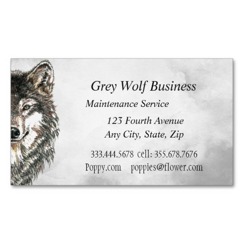 Watercolor Grey Wolf Animal Custom  Business Card