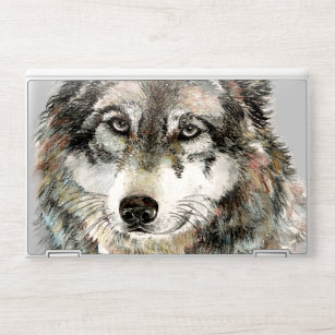 Watercolor Grey Wolf Animal Love Wolves Art HP Laptop Skin