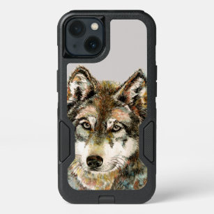 Watercolor Grey Wolf Animal Wildlife Nature  Art   iPhone 13 Case