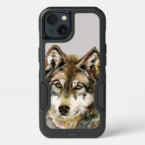 Watercolor Grey Wolf Animal Wildlife Nature  Art   iPhone 13 Case