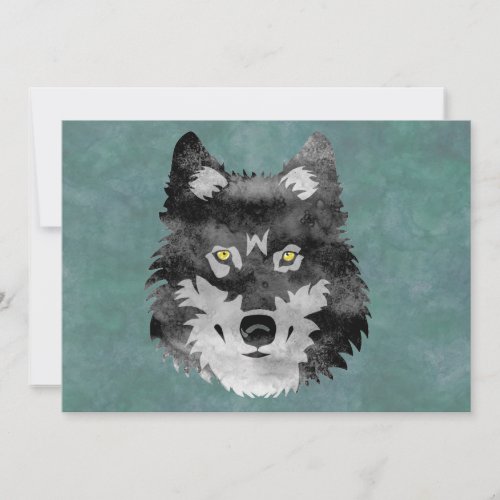 Watercolor Grey Wolf Invitation