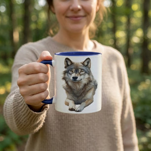 Watercolor Grey Wolf Mug