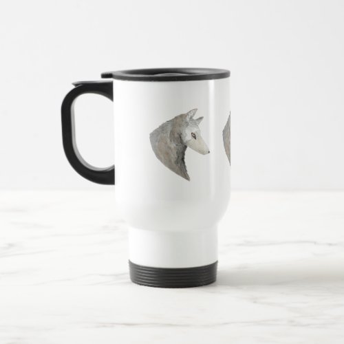 Watercolor Grey Wolf Travel Mug