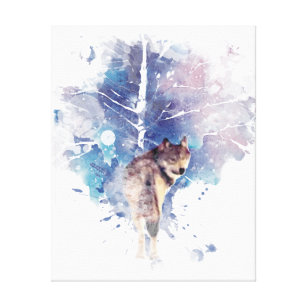 colorful watercolor wolf