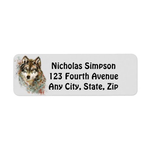 Watercolor Grey Wolf Wildlife Animal Nature Art Label
