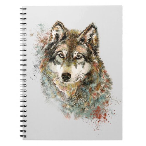 Watercolor Grey Wolf Wildlife Animal Nature Art Notebook