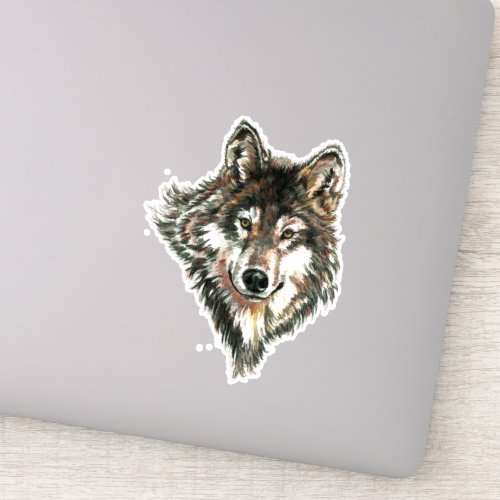 Watercolor Grey Wolf Wildlife Animal Nature Art Sticker