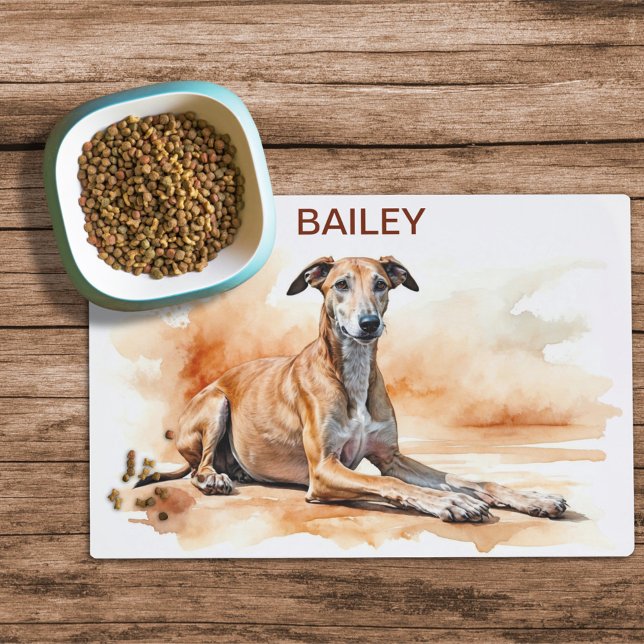 Watercolor Greyhound  Custom Dog Food Mat (Creator Uploaded)