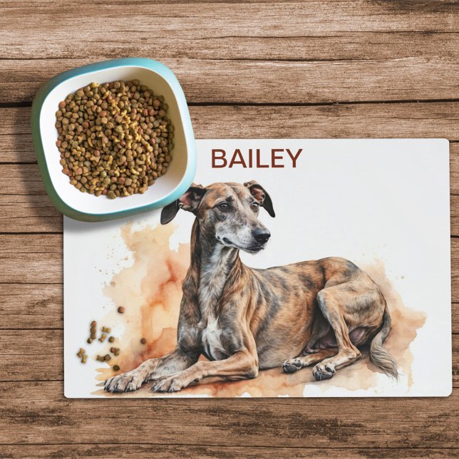 Watercolor Greyhound  Custom Dog Food Mat (Creator Uploaded)