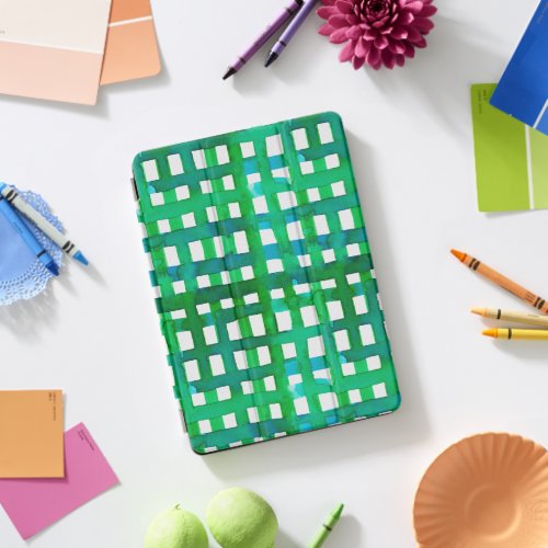 Watercolor grid  green iPad pro cover