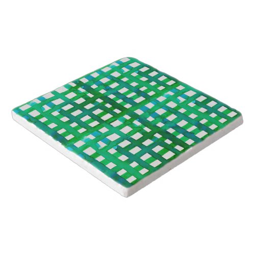 Watercolor grid  green trivet