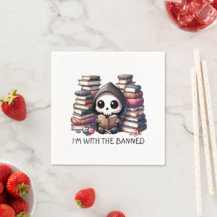 Watercolor Grim Reaper Book Lover, Book Club Napkins