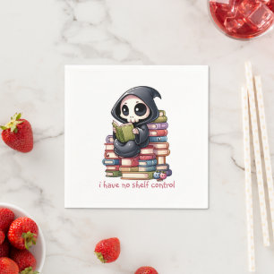 Watercolor Grim Reaper Book Lover, Book Club Napkins