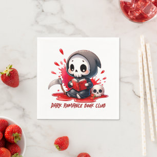 Watercolor Grim Reaper Book Lover, Book Club Napkins