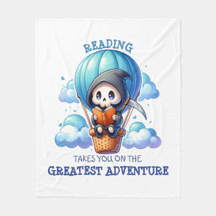 Watercolor Grim Reaper Book Lover Fleece Blanket