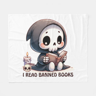 Watercolor Grim Reaper Book Lover Fleece Blanket